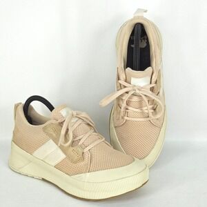 Sorel Out N About Sneaker Women's 8.5 Pink Tan White Preppy Waterproof Canvas